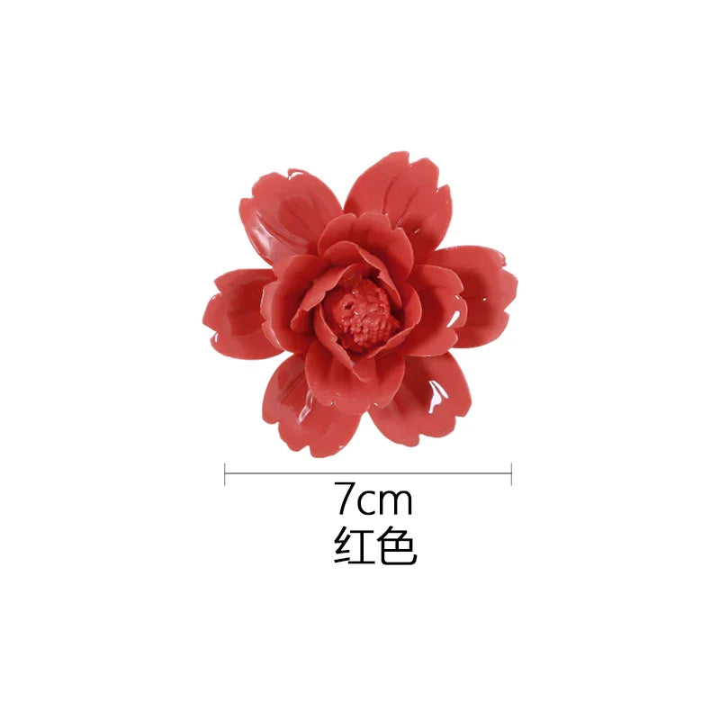 Afralia™ Ceramic Peony Wall Hanging Decoration - Handmade 3D Relief Craft