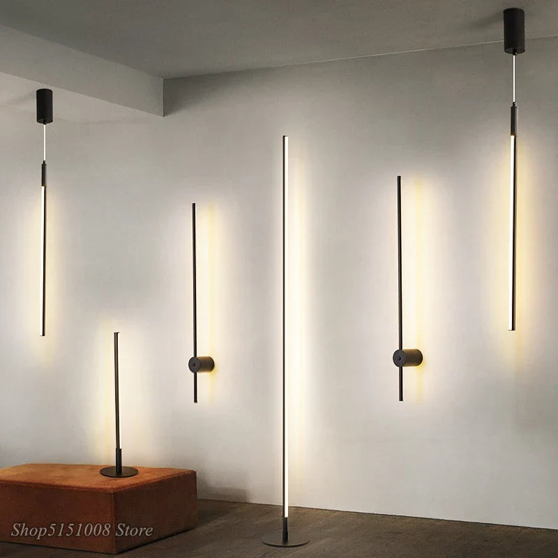 Afralia™ Nordic Minimalist LED Floor Lamp Living Room Aluminum Creative Wall Hanging Decor Luminaria