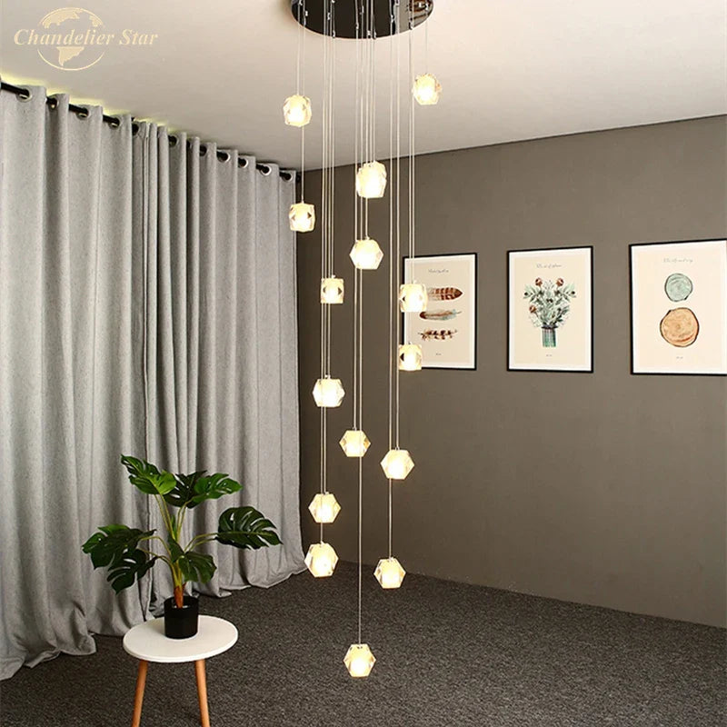 Afralia™ Crystal Spiral Diamond LED Chandelier for Living Room Bedroom Staircase