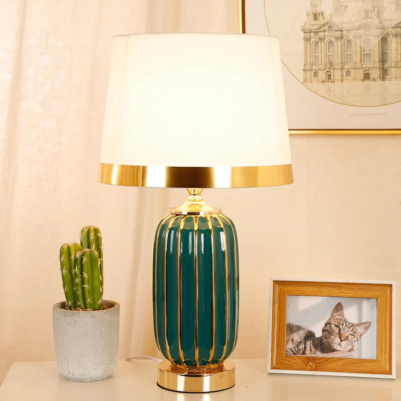 Afralia™ Modern Bedroom Ceramic Table Lamp for Home Luxury Post-Modern American Living Room Decor