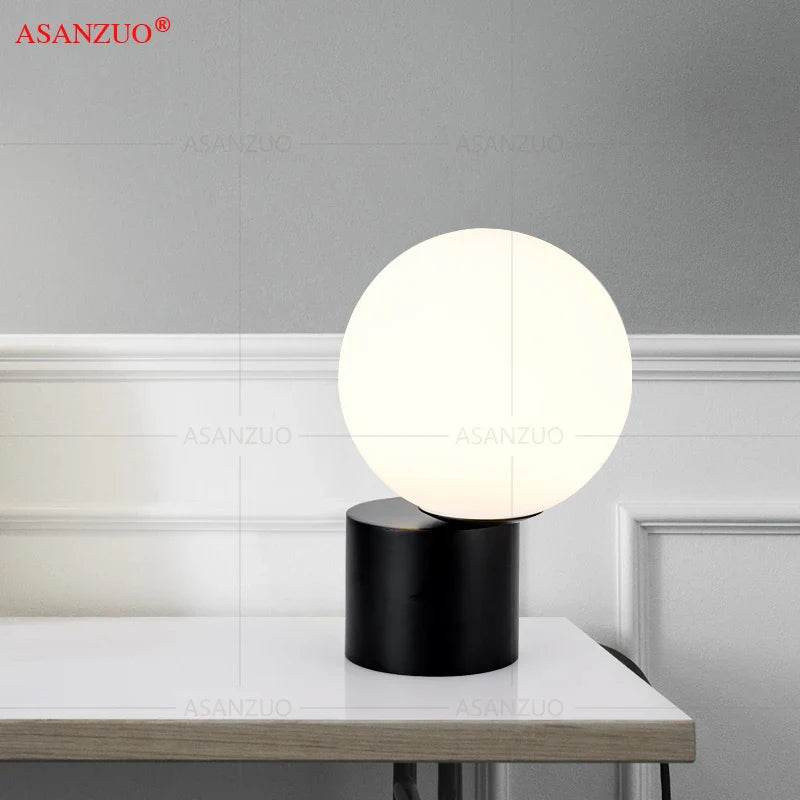 Afralia™ Nordic Glass Ball Table Lamp for Bedroom and Living Room