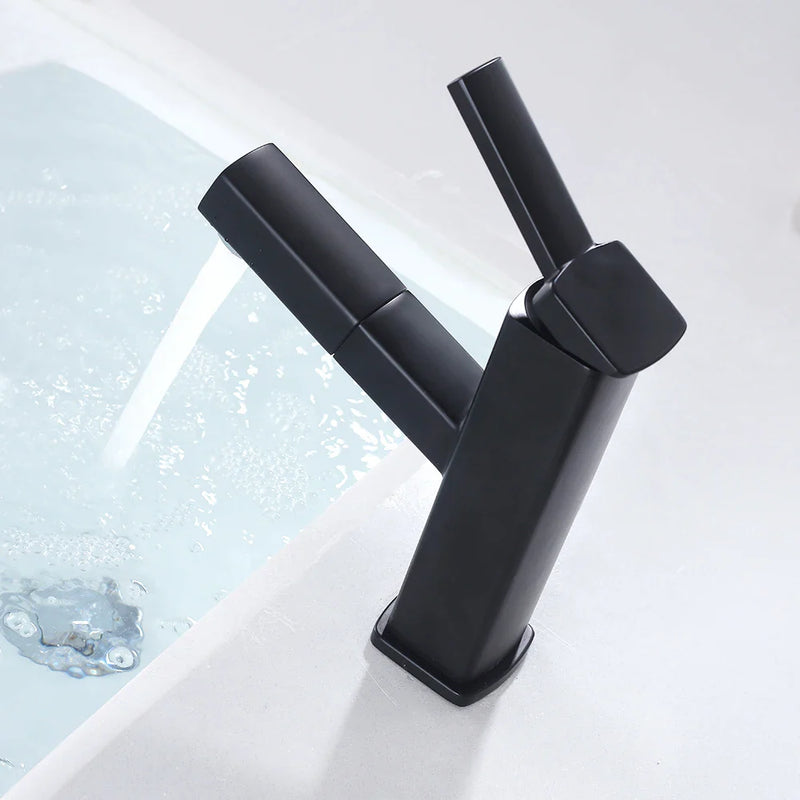 Afralia™ Black Basin Faucet Vintage Single Handle Hot Cold Mixer Tap