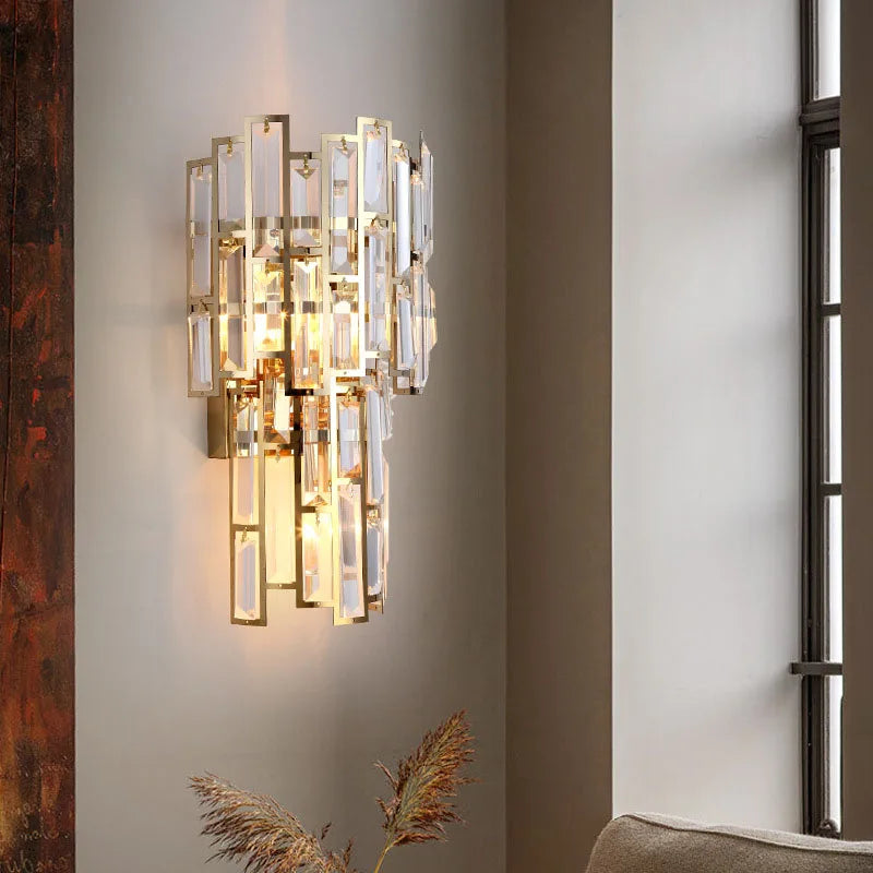 Afralia™ Rectangular Crystal Wall Sconce: Modern Light Luxury Indoor LED Lamp