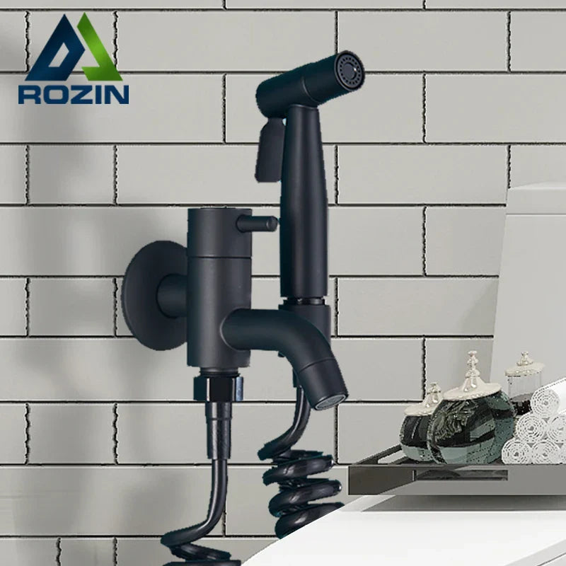 Afralia™ Matte Black Wall Mounted Bidet Faucet with Swivel Tub Spout