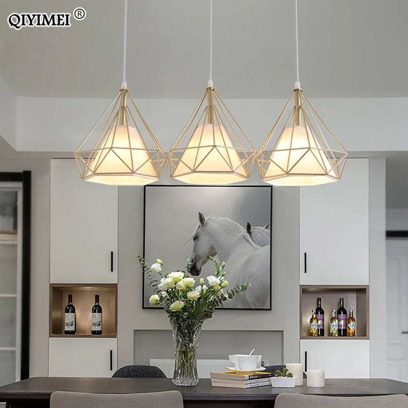 Afralia™ Gold Triangle Pendant Lights: Nordic Style 1head/3heads Metal Fixtures, Simple Décor Lighting