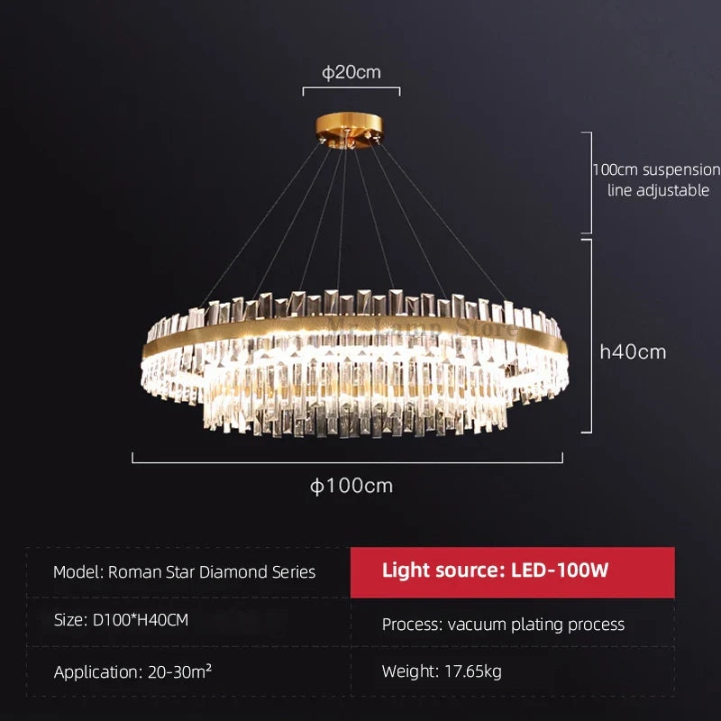 Afralia™ Circular Double-layer Crystal Chandelier for Living Room Dining Room Led Pendant