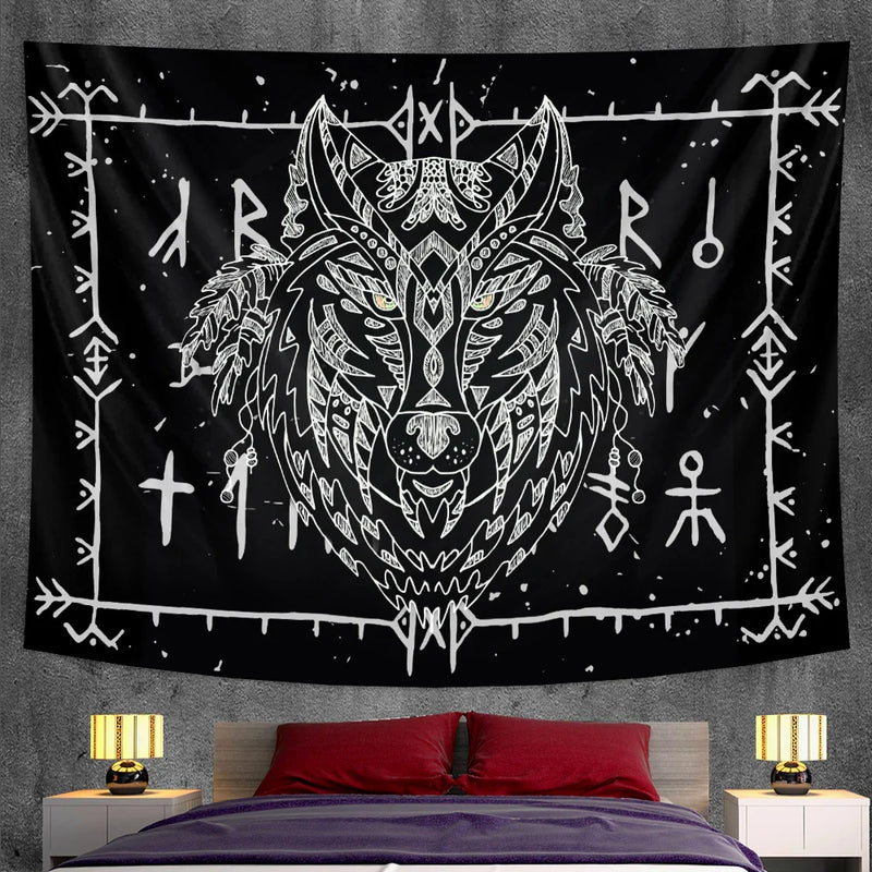 Afralia™ Viking Crow Mandala Tapestry - Bohemian Home Decor & Yoga Mat