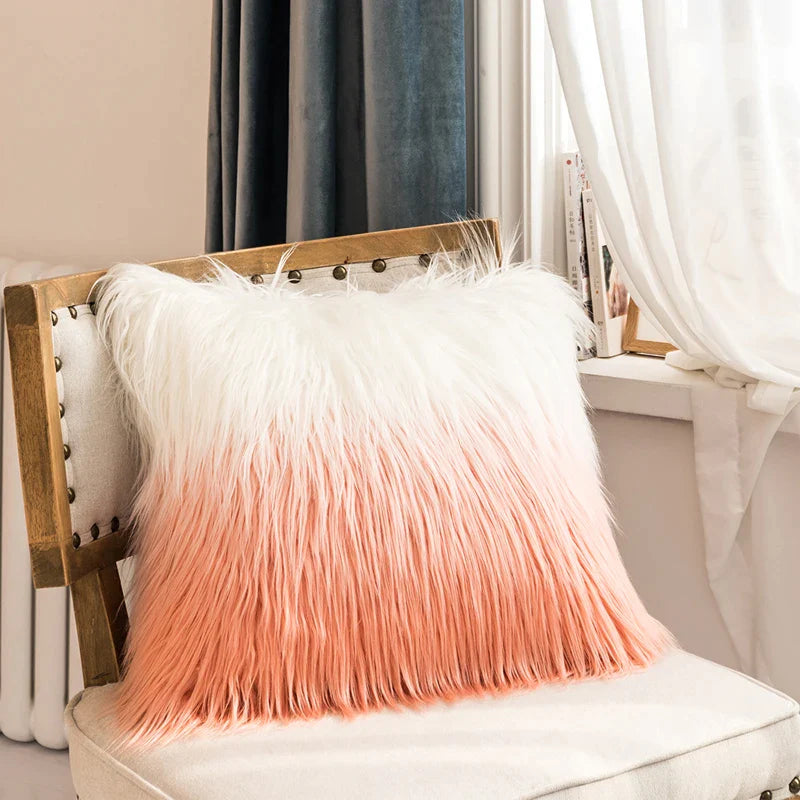 Faux Fur Cushion Cover 50x50cm in Pink Grey Blue Orange for Stylish Home Decor by Afralia™