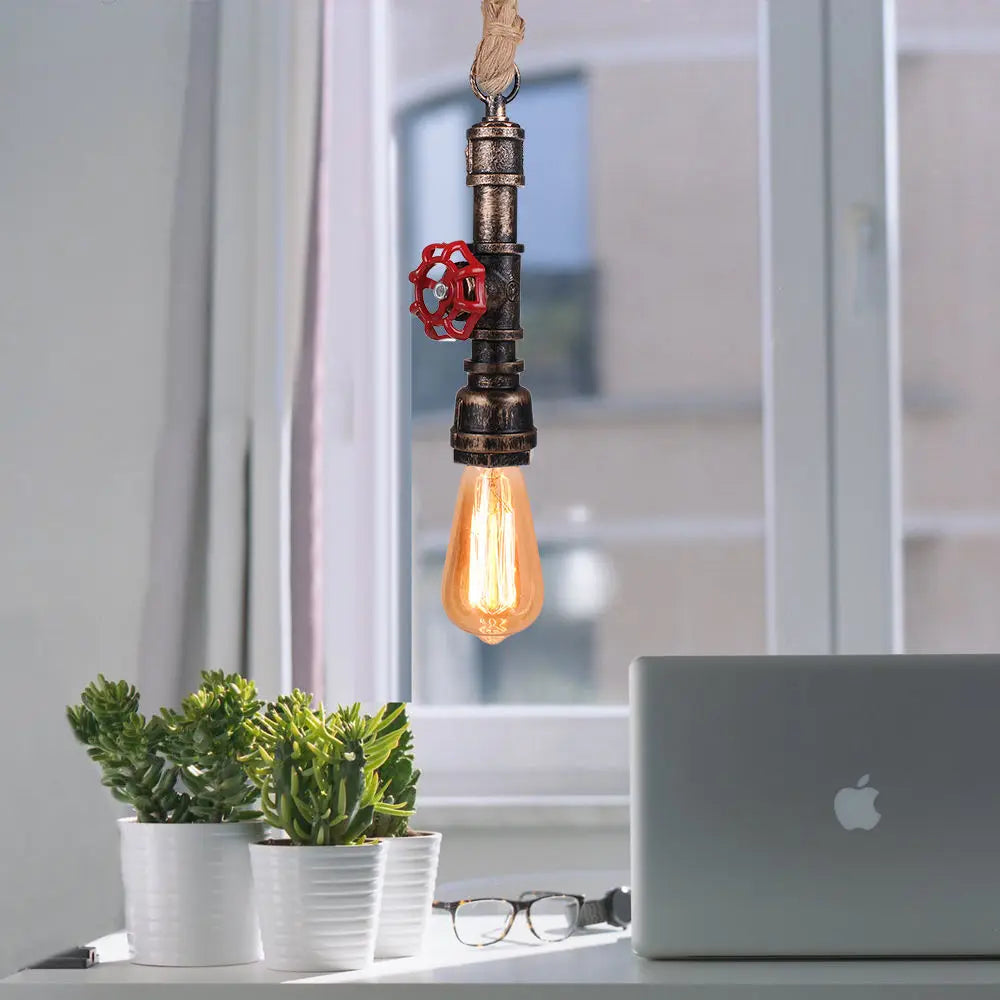 Afralia™ Industrial Iron Water Pipe Pendant Light - Retro E27 LED Hanging Lamp