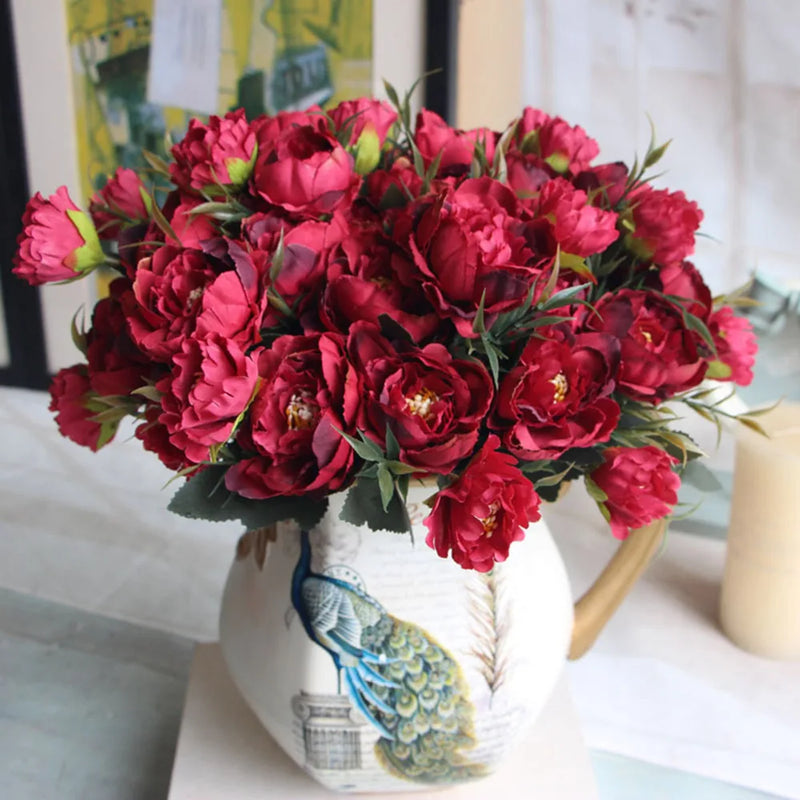 Afralia™ Mini Peony Silk Flower Bouquet for Home Wedding Decor