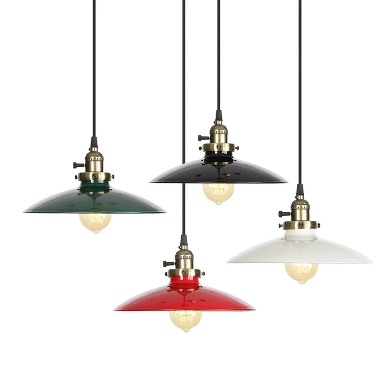 Afralia™ Vintage Industrial Pendant Light with White Metal Plate Shade