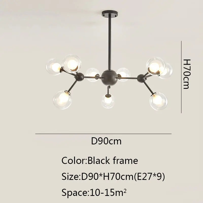 Afralia™ Black Postmodern Sputnik Chandelier for Dining Room and Home Decor