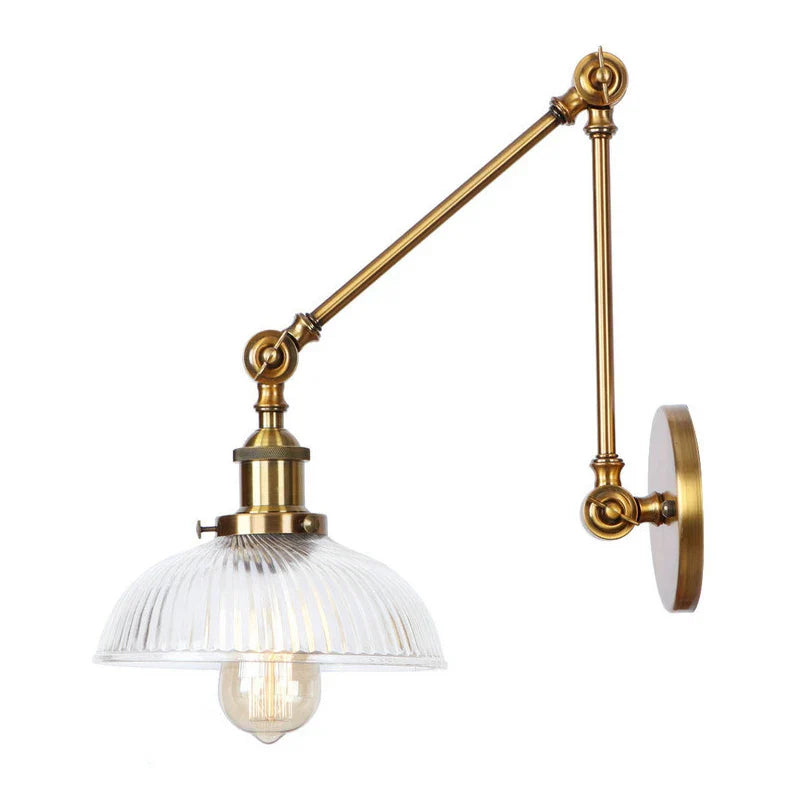 Afralia™ Glass Arm Wall Lamp LED Fixture Black Gold Rustic Vintage Style