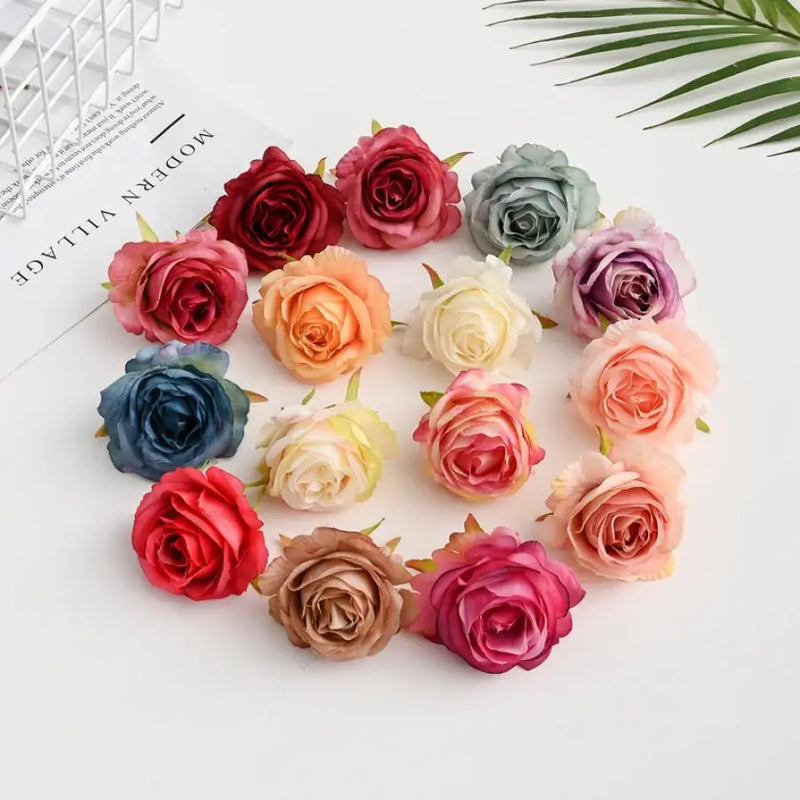 Afralia™ Silk Roses Home Wedding Christmas Garland Flower Wall Decoration Craft Supply