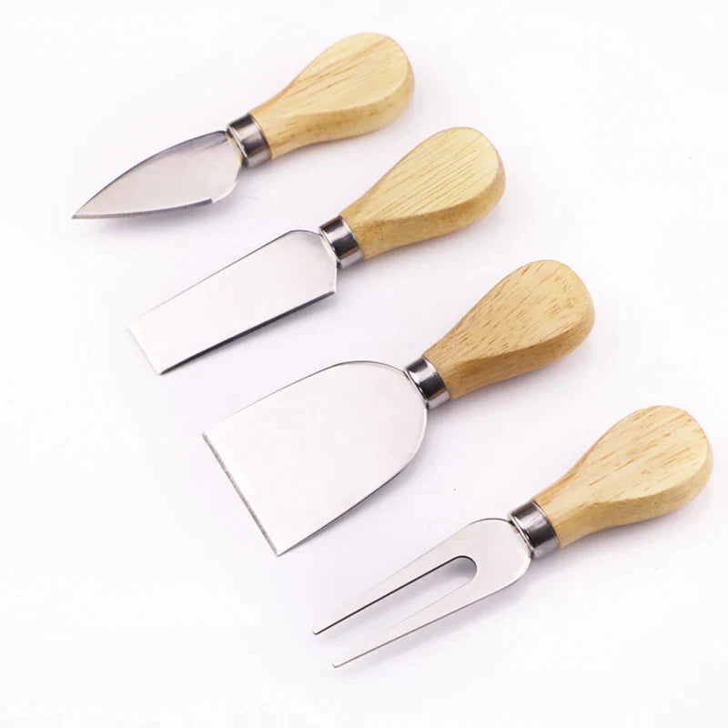 Afralia™ Cheese Knives Set with Wood Handle, Stainless Steel Pizza Cutting Tools