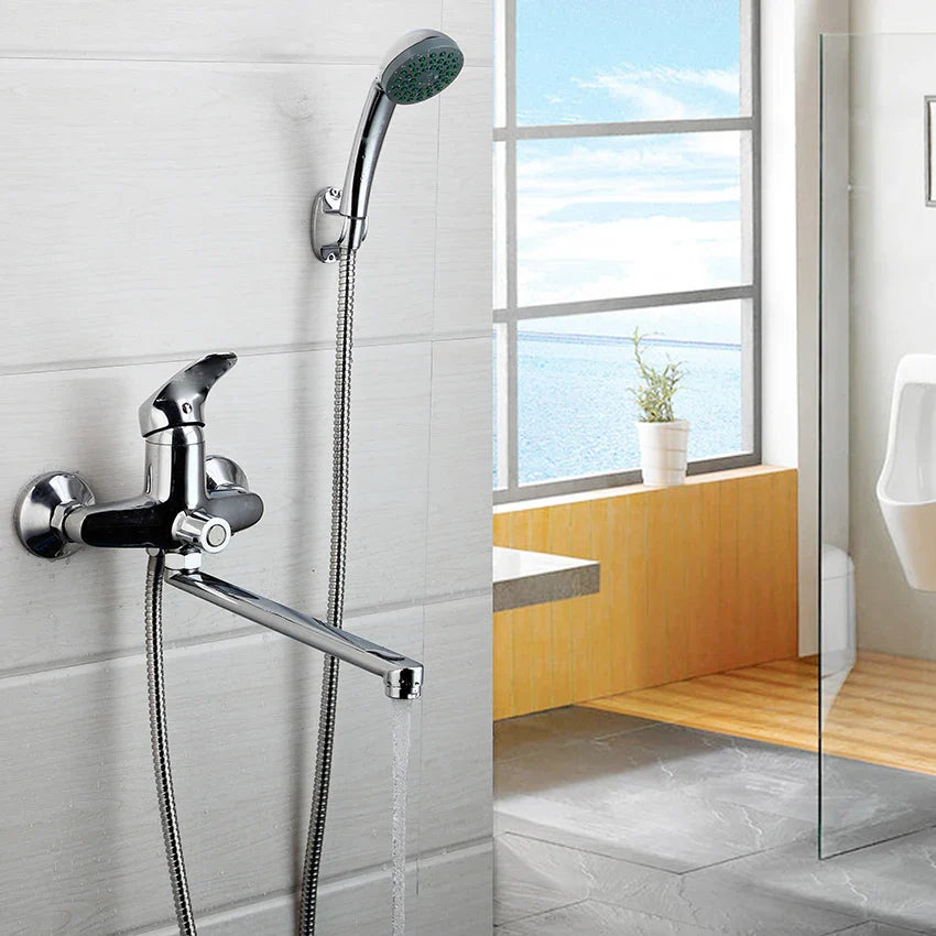 Afralia™ Stainless Steel Wall Mounted Bathtub Faucet with Hand Shower