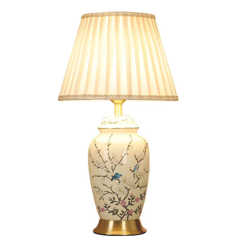 Afralia™ Chinese Ceramic Table Lamp: Hand-Painted Retro Style for Living Room, Bedroom, or Villa