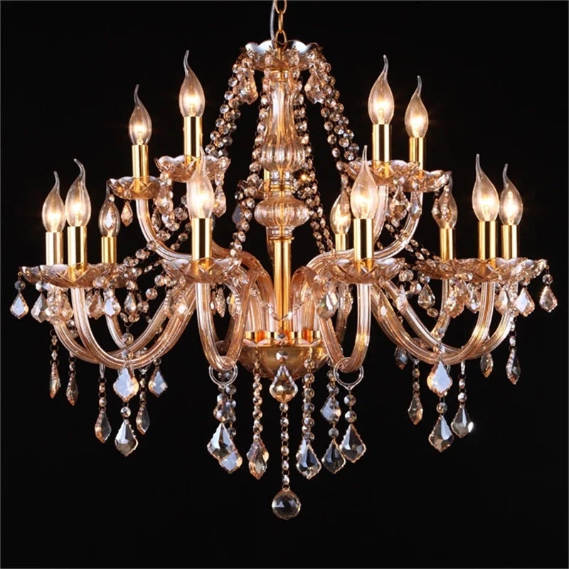 Afralia™ Crystal Pendant Chandelier: Elegant LED Amber Light Fixture for Home, Hotel, Hall