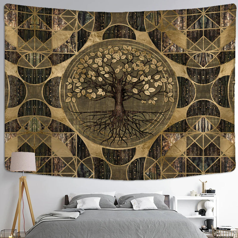 Afralia™ Viking Tree of Life Tapestry Wall Hanging Bohemian Hippie Home Decor