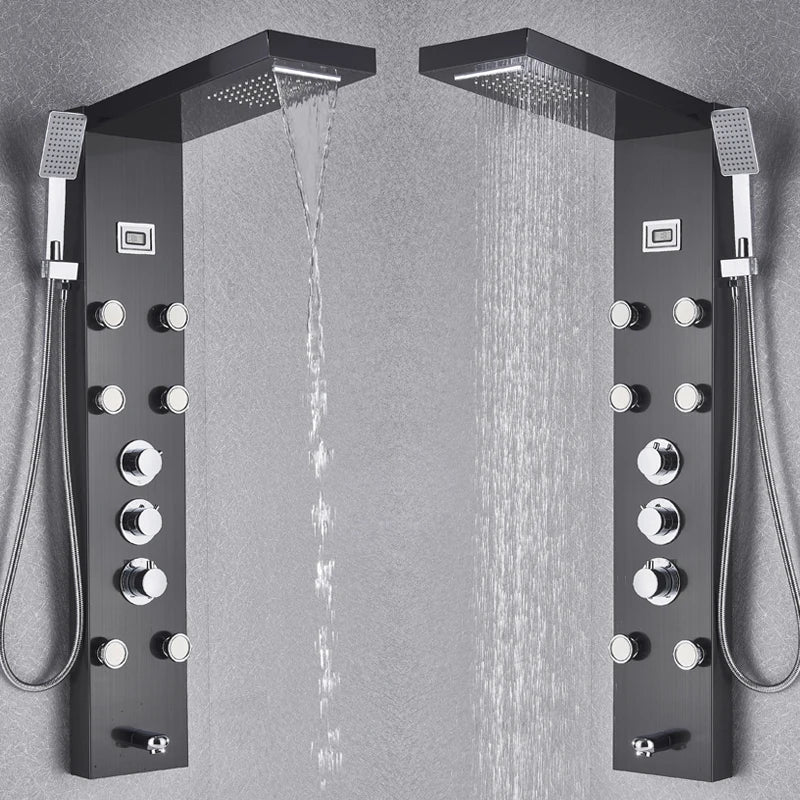 Afralia™ Thermostatic Mixer Shower Panel with Rainfall Waterfall Massage Jets - Shower Faucet Tower
