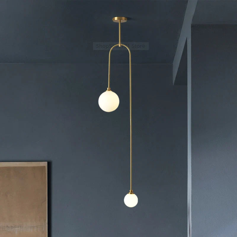 Afralia™ Glass Ball Pendant Lights with U-Shaped Metal Rod - Nordic Modern Design