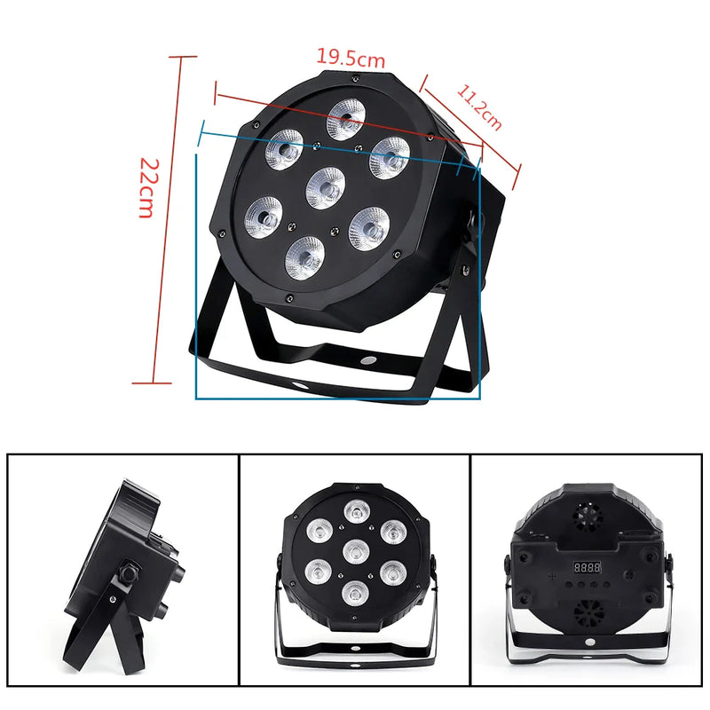 Stage Party Light Par Wireless Remote RGBWAUV LED 7x18w 6in1 Control Afralia™ 8 Dmx Channels