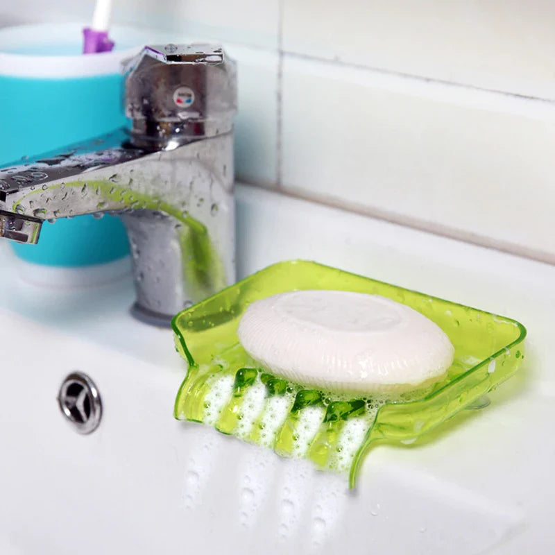 Afralia™ Waterfall Plastic Soap Dish Drain Soap Holder Shower Sponge Kitchen Sink Holder