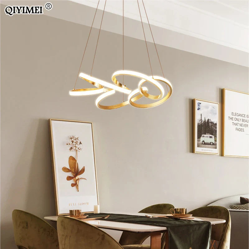 Afralia™ Gold Plated LED Pendant Lights for Dining Kitchen Bedroom Study Room Lighting