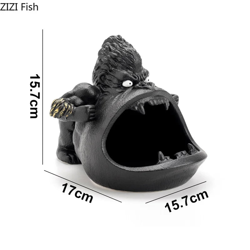 Afralia™ Gorilla Ceramic Ashtray: Cartoon Animal Decor & Gift