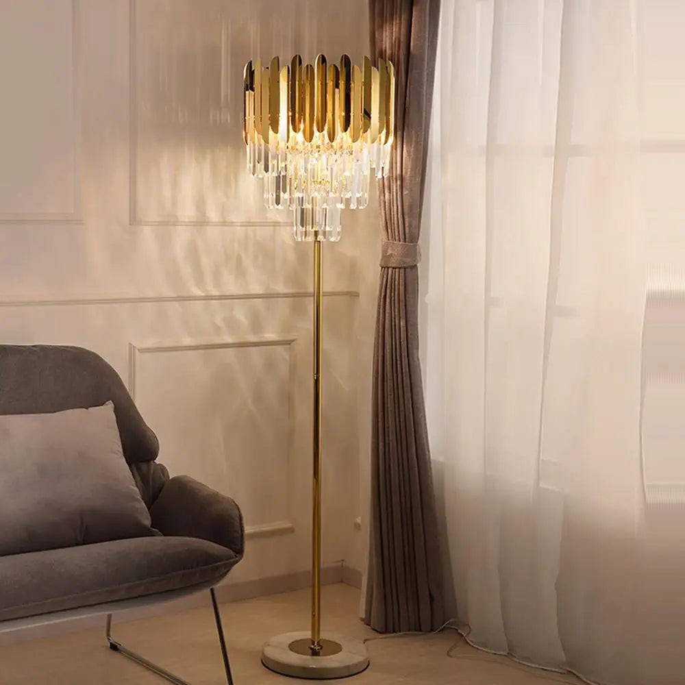 Afralia™ Postmodern Crystal Marble LED Floor Lamp for Bedroom