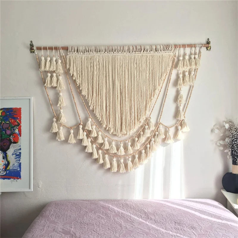 Afralia™ Macrame Wall Hanging Tapestry Hand-woven Tassel Geometric Boho Decor