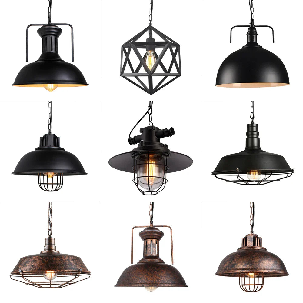 Afralia™ Loft Pendant Light Iron Chanderlier LED E27 Bar Living Room Decor