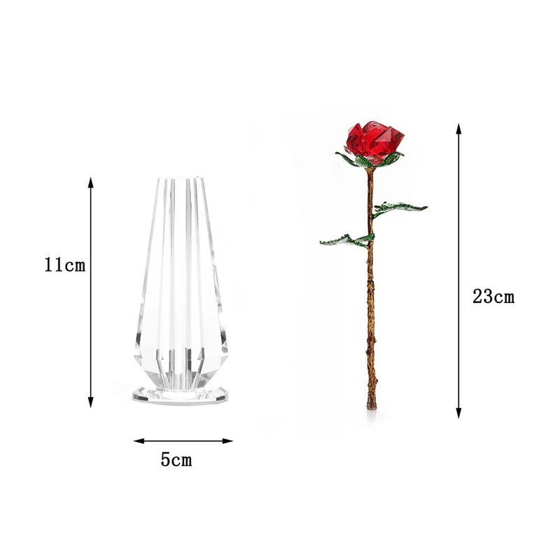 Afralia™ Crystal Rose Figurine: Elegant Glass Rose Ornament for Home Decor, Gifts