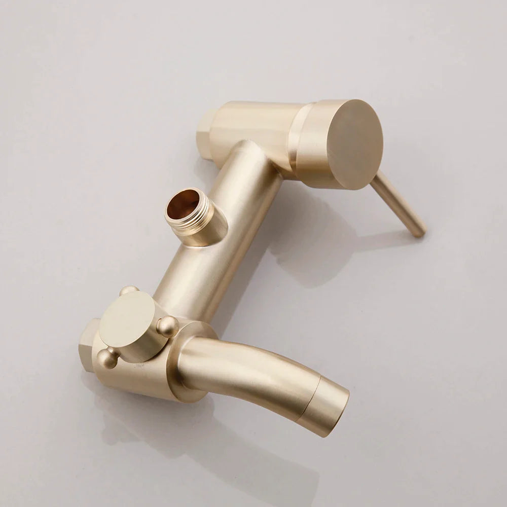Afralia™ Round Golden Rainfall Shower Faucet Set with 8" Head and Handheld