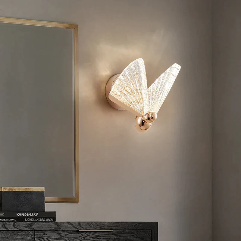 Afralia™ Nordic Butterfly Wall Lamp LED Modern Bedroom Decoration Light