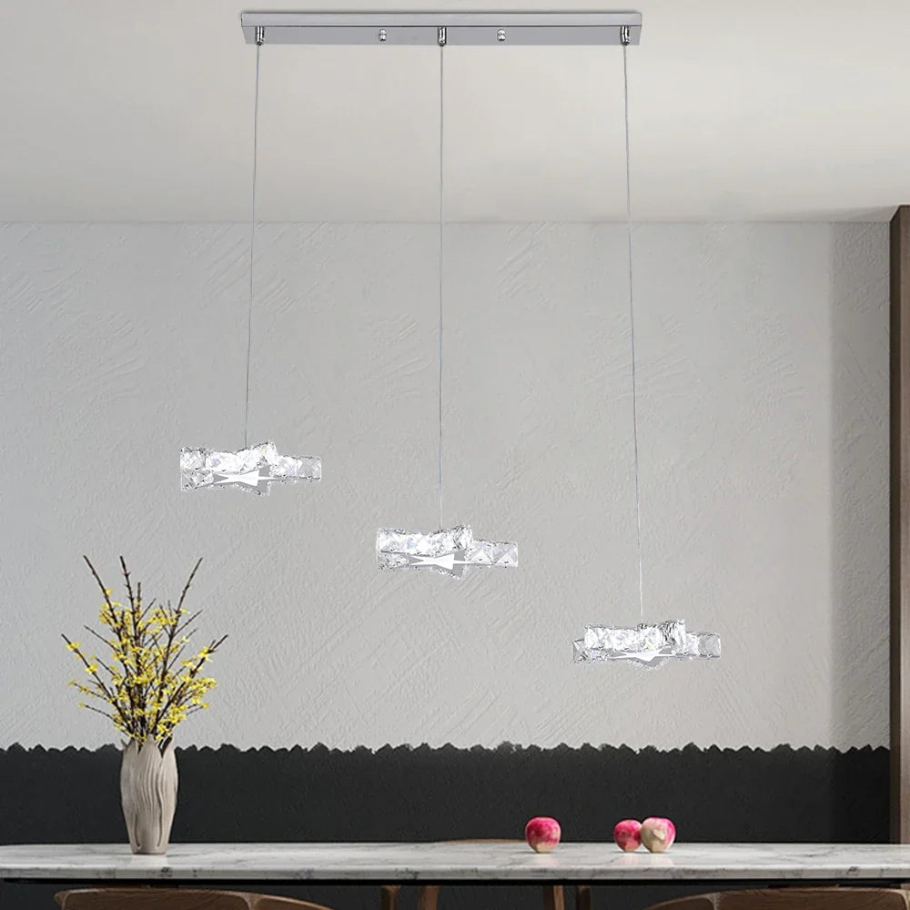 Afralia™ Crystal Stars LED Pendant Chandelier for Modern Living Dining Room Decor