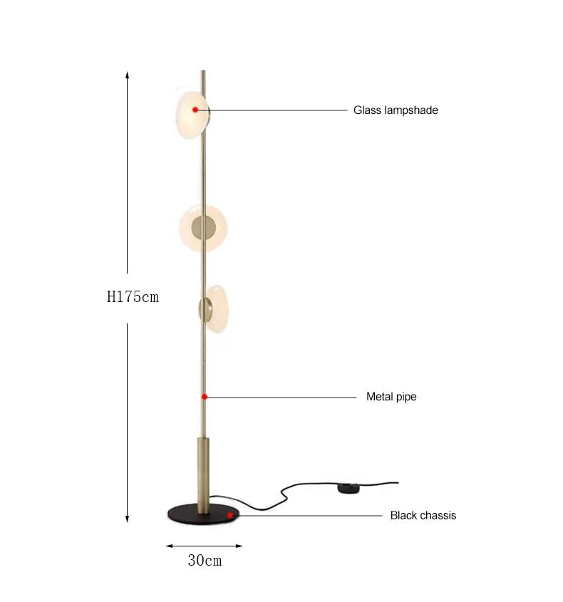 Ceto Glass Floor Lamp by Afralia™ - Vertical Nordic Design for Luxury Living Room