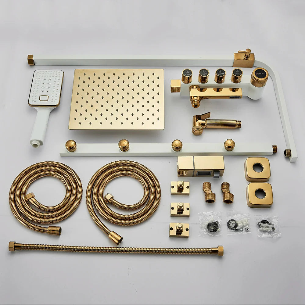 Afralia™ 5-Function Shower Faucet Set with Rain Shower Head, Hand Shower, and Bathtub Spout