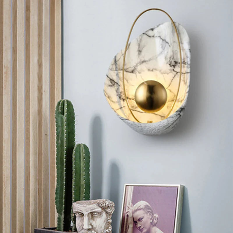 Afralia™ Marble Wall Lamp: Elegant Nordic Home Decor Lighting for Living Room, Bedroom, Hotel