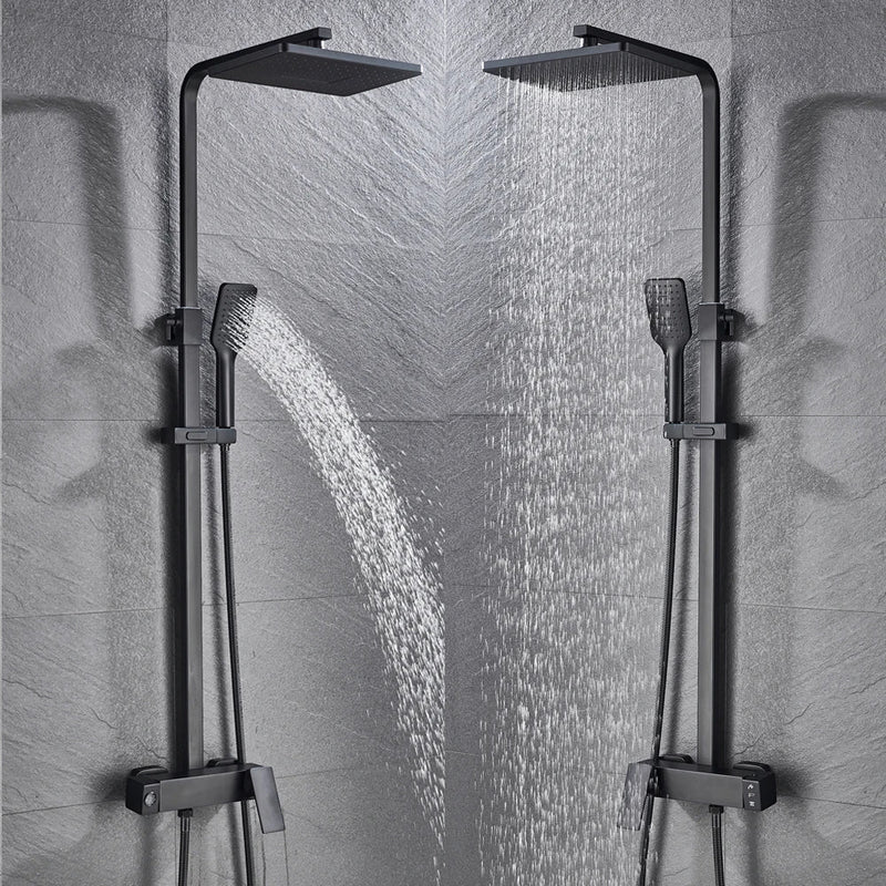 Afralia™ Chrome/Black Rain Shower Wall Mixer with Bathtub Faucet