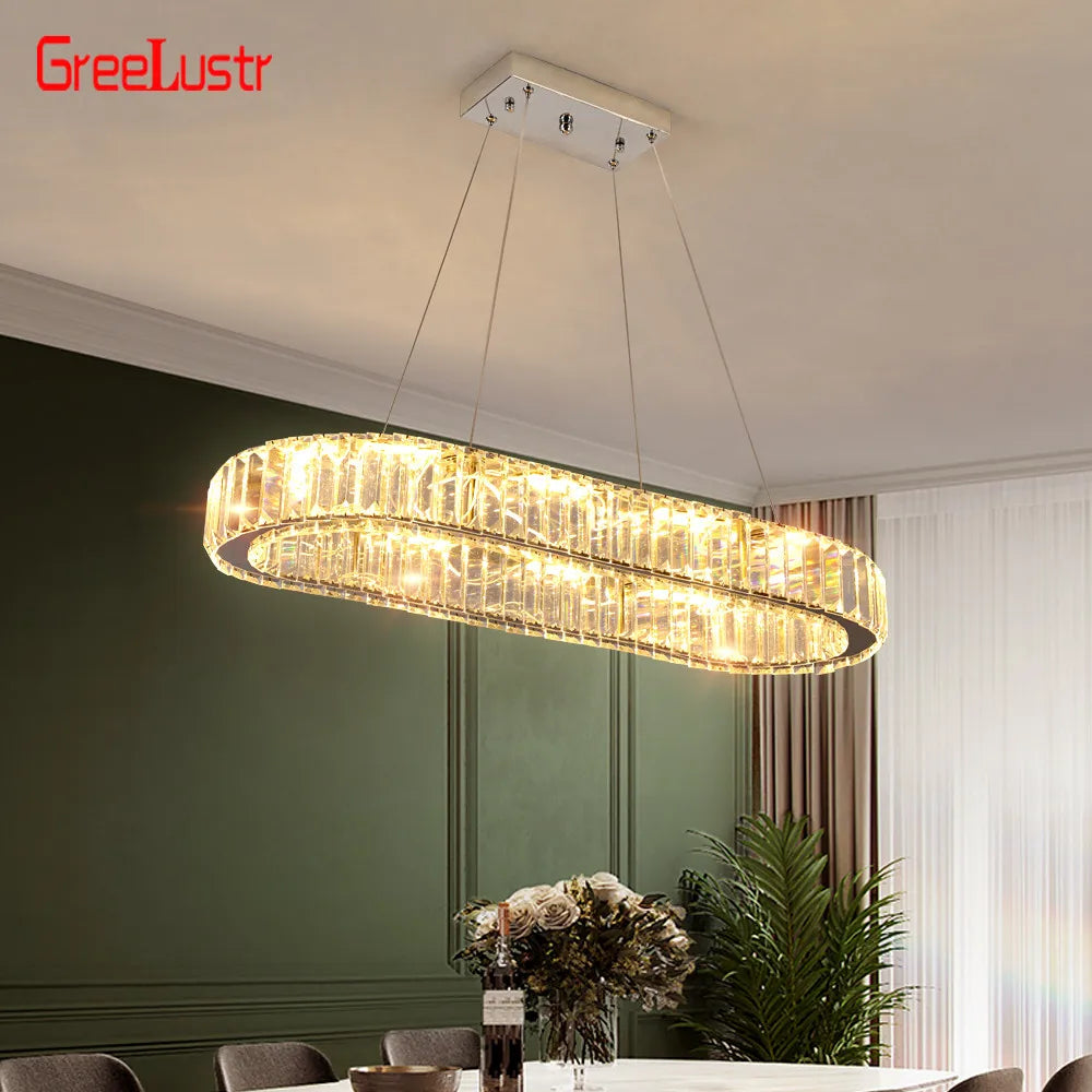 Afralia™ Luxury Crystal LED Pendant Chandelier for Home Lighting & Decor