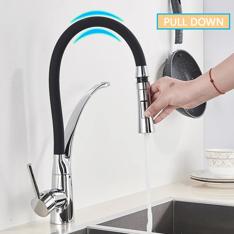 Afralia™ Black Hose Kitchen Faucet with Single Handle and Pull Down Sprayer