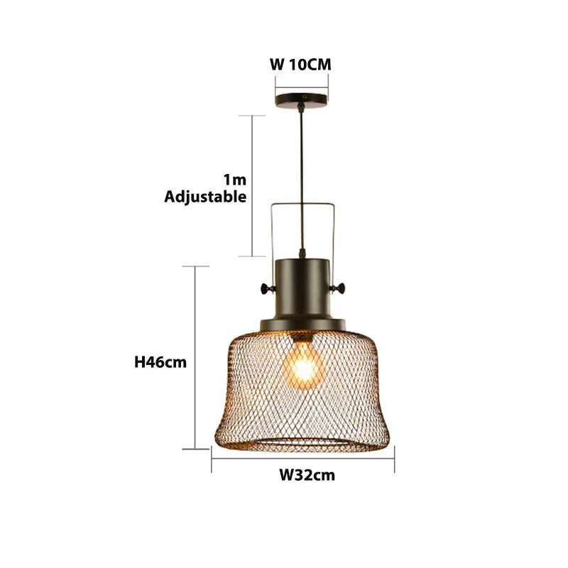 Afralia™ Cage Pendant Light: Nordic LED Minimalist Industrial Dining Lamp
