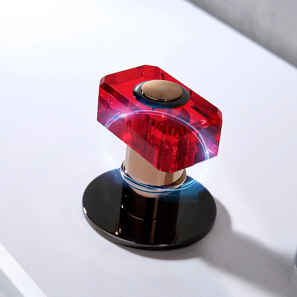 Afralia™ Gray Brass Basin Faucets, Deck Mounted Double Handle Bathroom Sink Tap