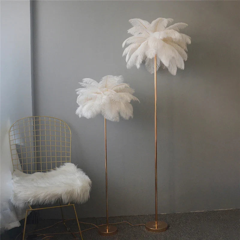 Afralia™ Ostrich Feather Floor Lamp: Nordic LED Lighting for Elegant Living Room and Bedroom Decor