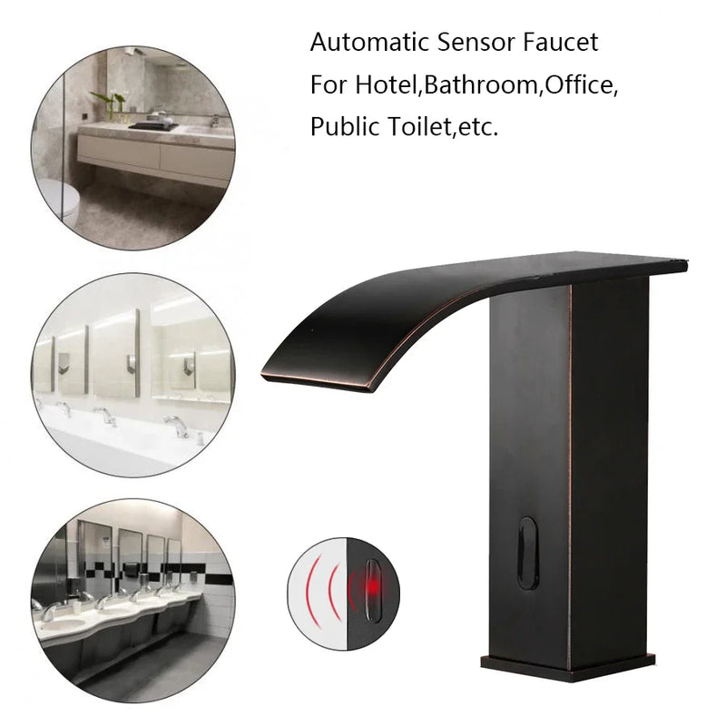 Afralia™ Automatic Sensor Water Mixer Crane Deck Mounted Bathroom Faucet