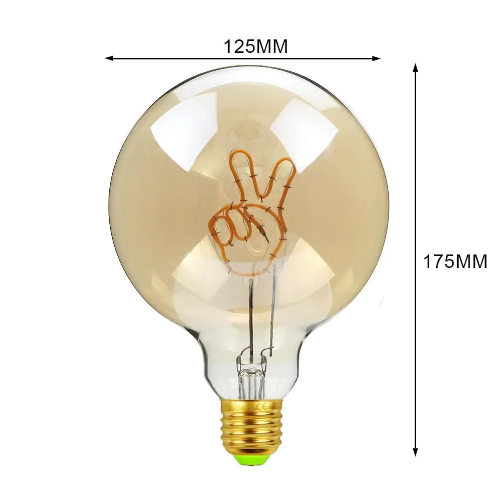 Afralia™ Retro LED Edison Bulb G125 E27 4W Warm White Vintage Lamp Light Bulb