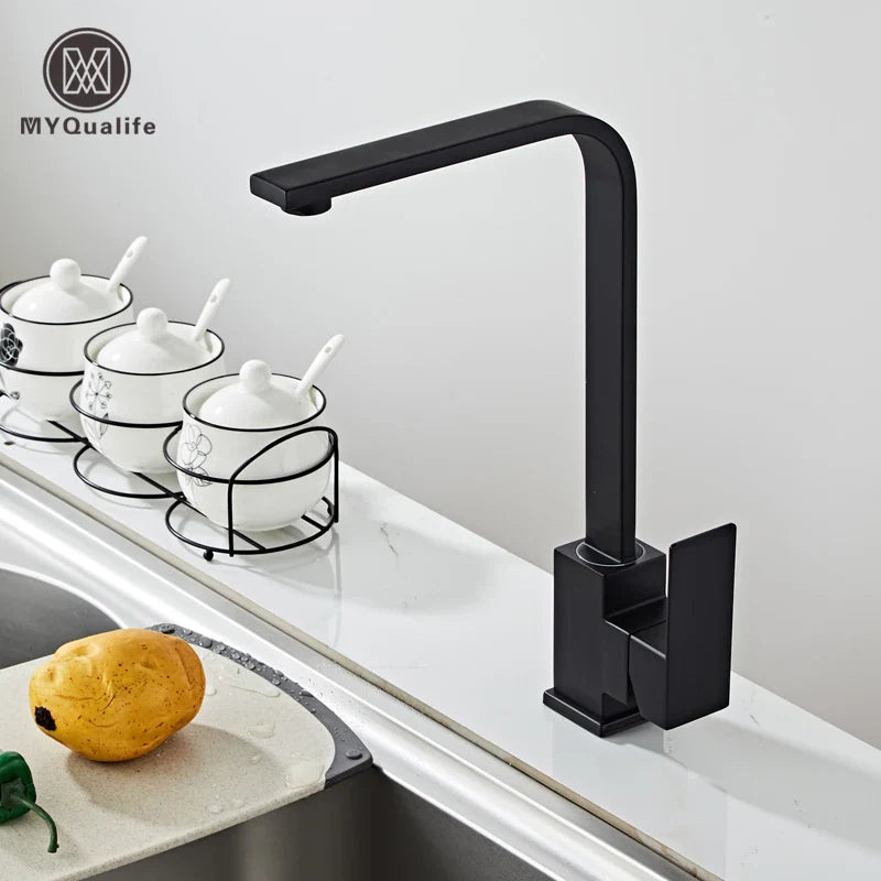 Afralia™ Stainless Steel Matte Kitchen Faucet - High Arch 360° Swivel Mixer Tap