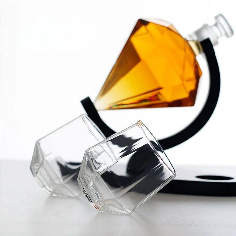 Afralia™ Globe Whiskey Decanter Set with Crystal Glasses - Lead-Free Hand-Blown Whisky Carafe