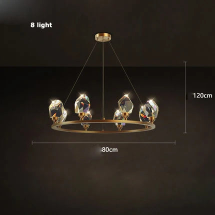 Afralia™ Crystal Copper Round Chandelier: Elegant LED Suspension Lamp for Dinning Room